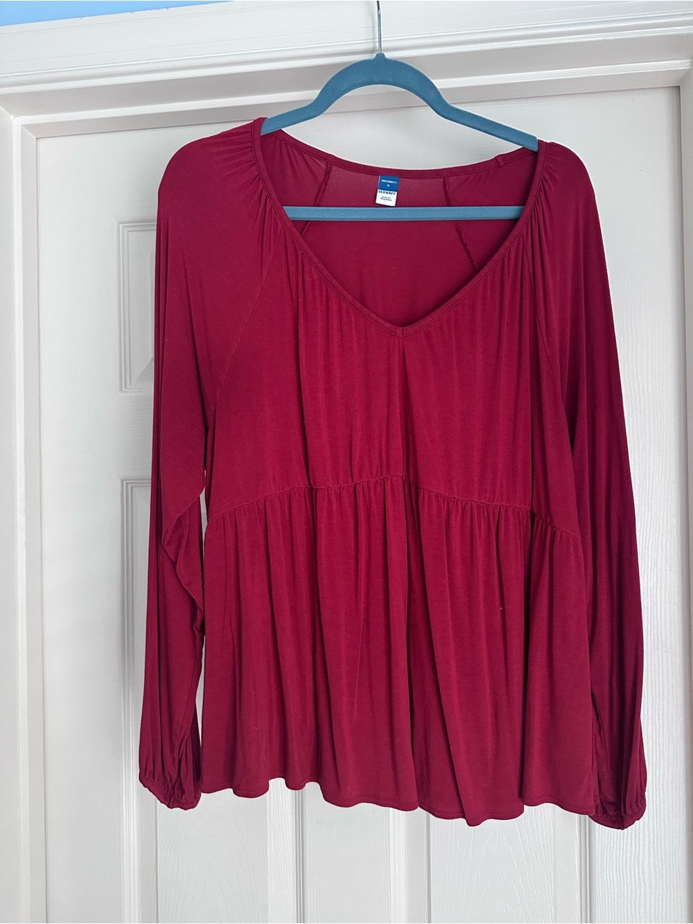 Old Navy Burgundy Long-Sleeve V-Neck Peplum Tunic